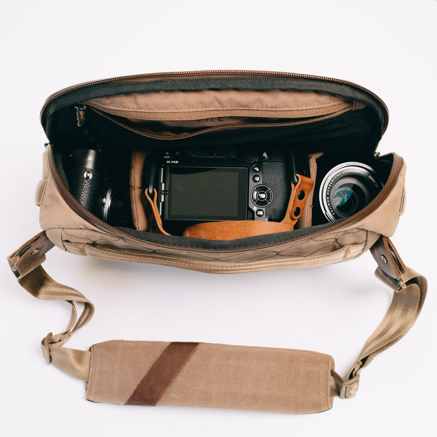 Clever Supply Co. Camera Sling Bag (Tan, 6L) w/ Made from Weather Sealing YKK Hidden Front