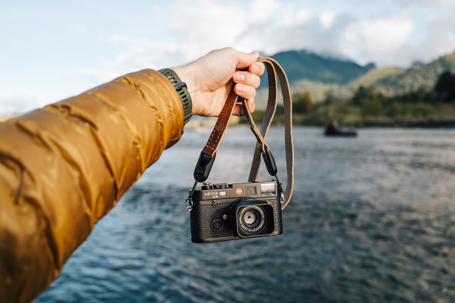Ocean Blue Leather Camera Strap - Lucky Camera Straps