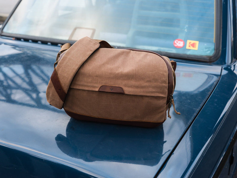 Clever Supply Co. Camera Sling Bag (Tan, 6L) w/ Made from Weather Sealing YKK Hidden Front